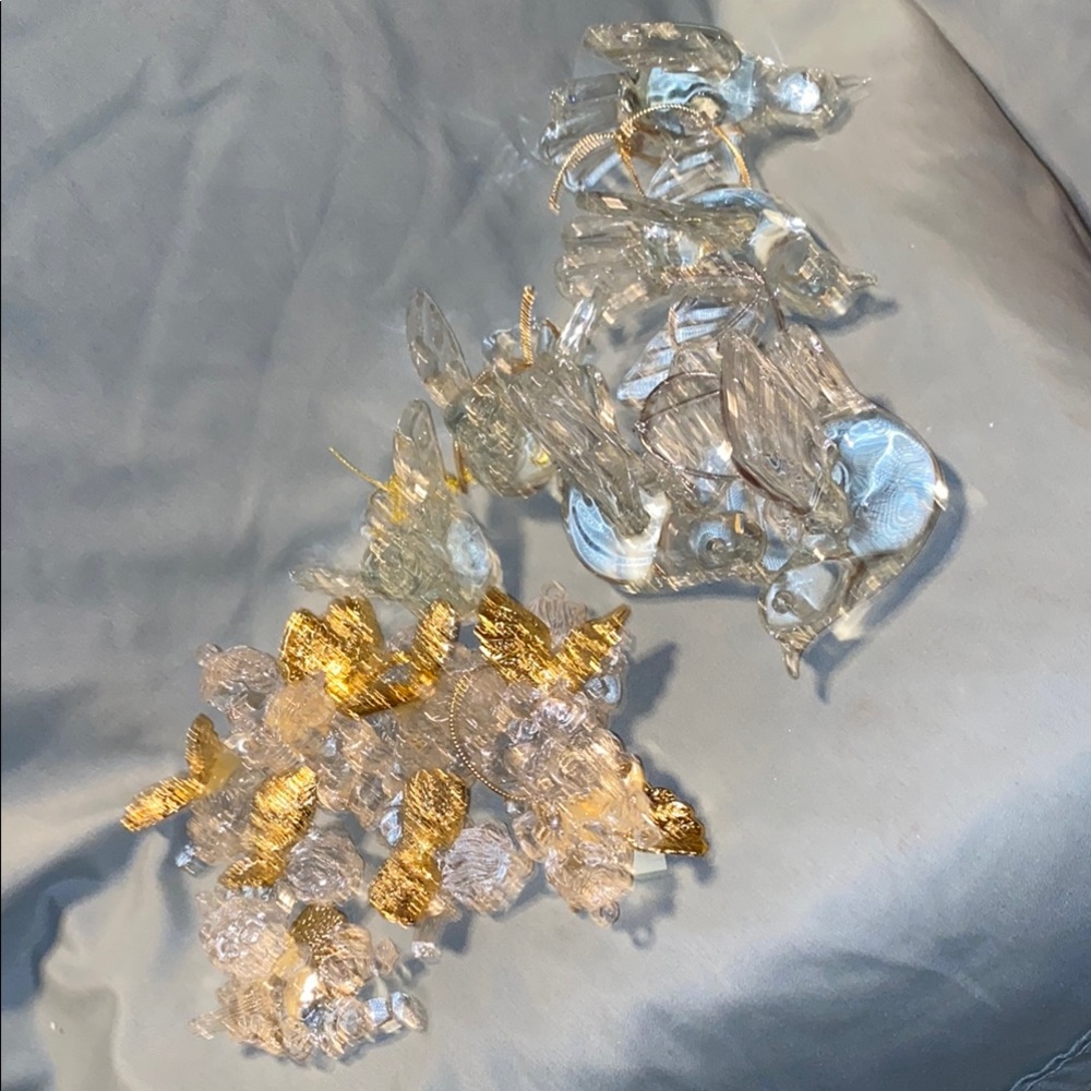 BX44 Bundle of Gold and Clear Decorative Angel and Glass Dove Ornaments 6 Doves - Picture 1 of 9
